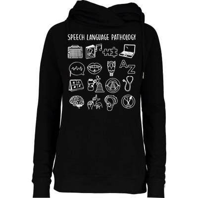 Speech Language Pathology Speech Therapy Awareness Womens Funnel Neck Pullover Hood