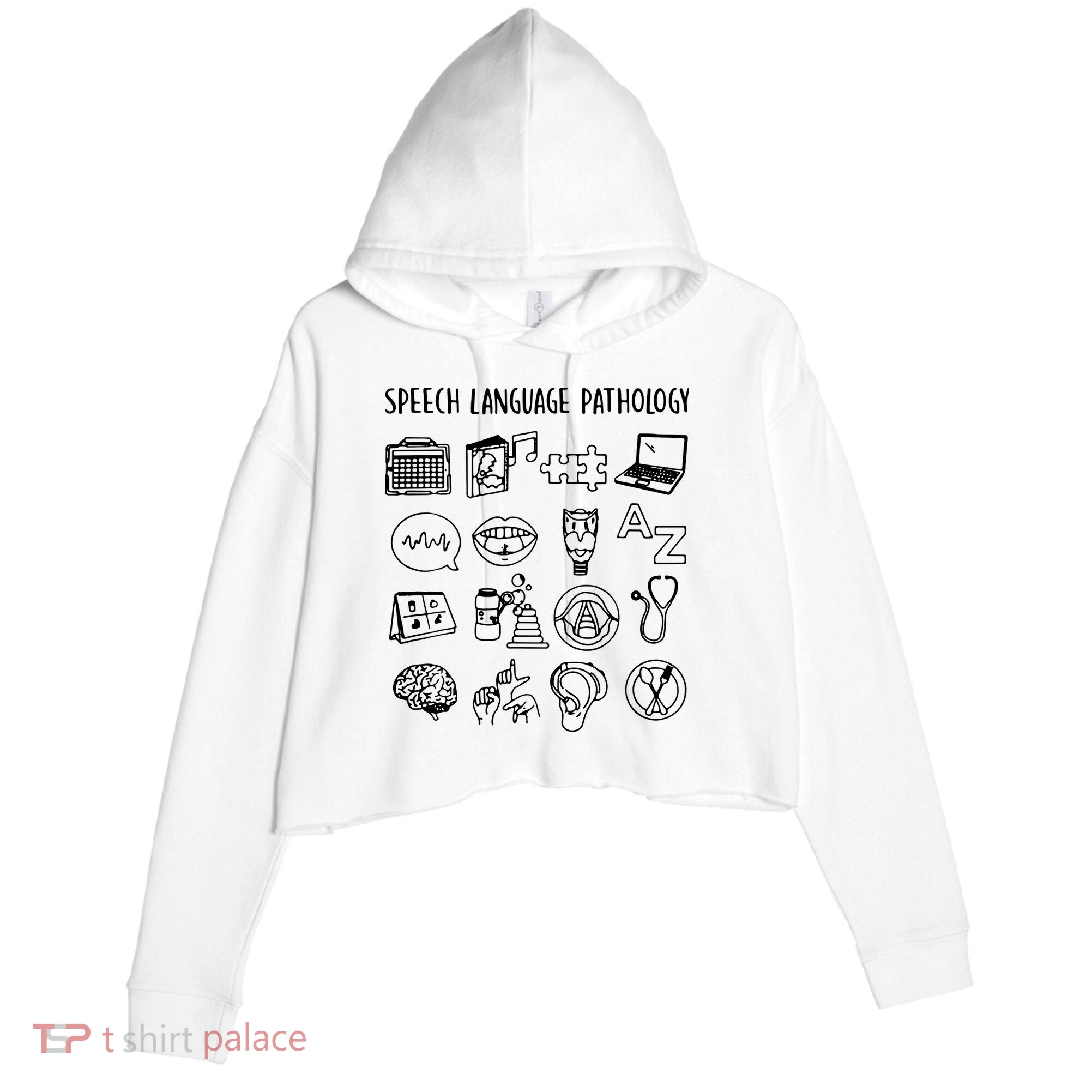 Speech Language Pathology Speech Therapy Awareness Crop Fleece Hoodie