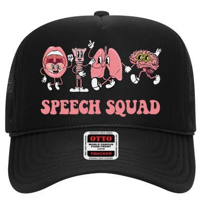 Speech Language Pathologist Slp Speech Squad Therapy Gift High Crown Mesh Back Trucker Hat