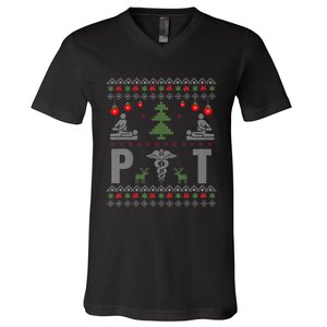 Santa Loves Physical Therapy Christmas Pajama Costume Ugly V-Neck T-Shirt