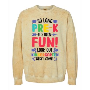 So Long Pre-K Look Out Kindergarten Funny Graduation Gifts Colorblast Crewneck Sweatshirt