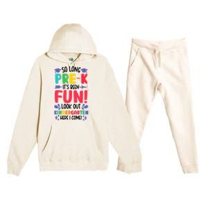 So Long Pre-K Look Out Kindergarten Funny Graduation Gifts Premium Hooded Sweatsuit Set