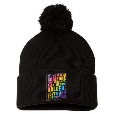 Support Lgbt Pride Month Pom Pom 12in Knit Beanie