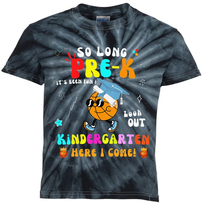 So Long PreK Kindergarten Here I Come Basketball Graduation Kids Tie-Dye T-Shirt