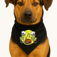 Skeletons Lighting Pumpkin USA-Made Doggie Bandana