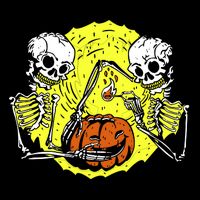 Skeletons Lighting Pumpkin USA-Made Doggie Bandana