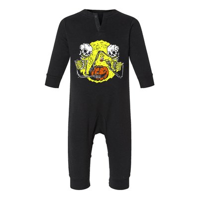 Skeletons Lighting Pumpkin Infant Fleece One Piece