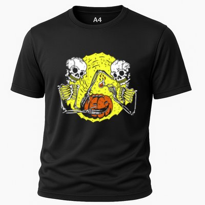 Skeletons Lighting Pumpkin Cooling Performance Crew T-Shirt
