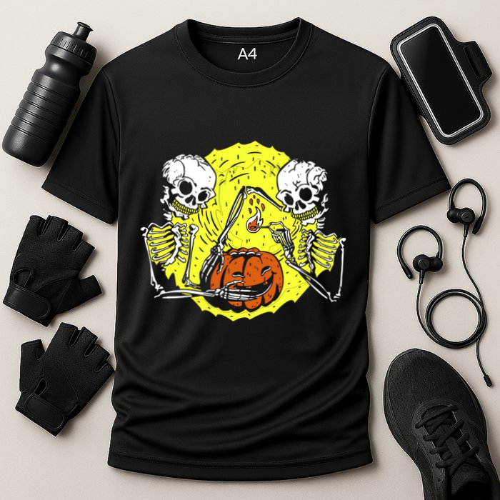Skeletons Lighting Pumpkin Cooling Performance Crew T-Shirt