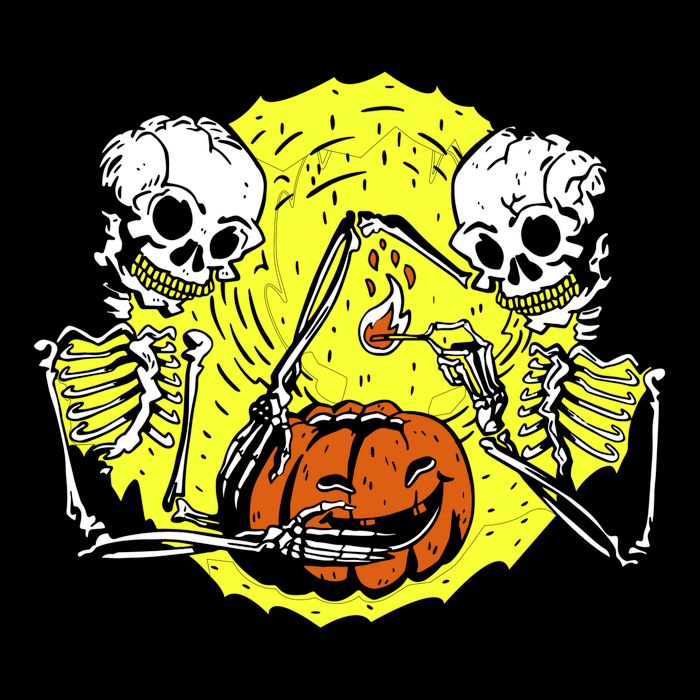 Skeletons Lighting Pumpkin Cooling Performance Crew T-Shirt