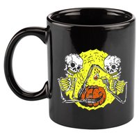 Skeletons Lighting Pumpkin 11oz C Handle Ceramic Mug