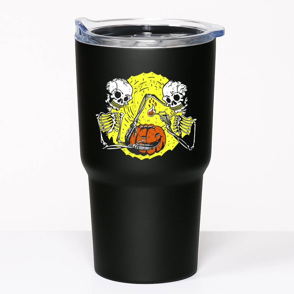 Skeletons Lighting Pumpkin Tumbler