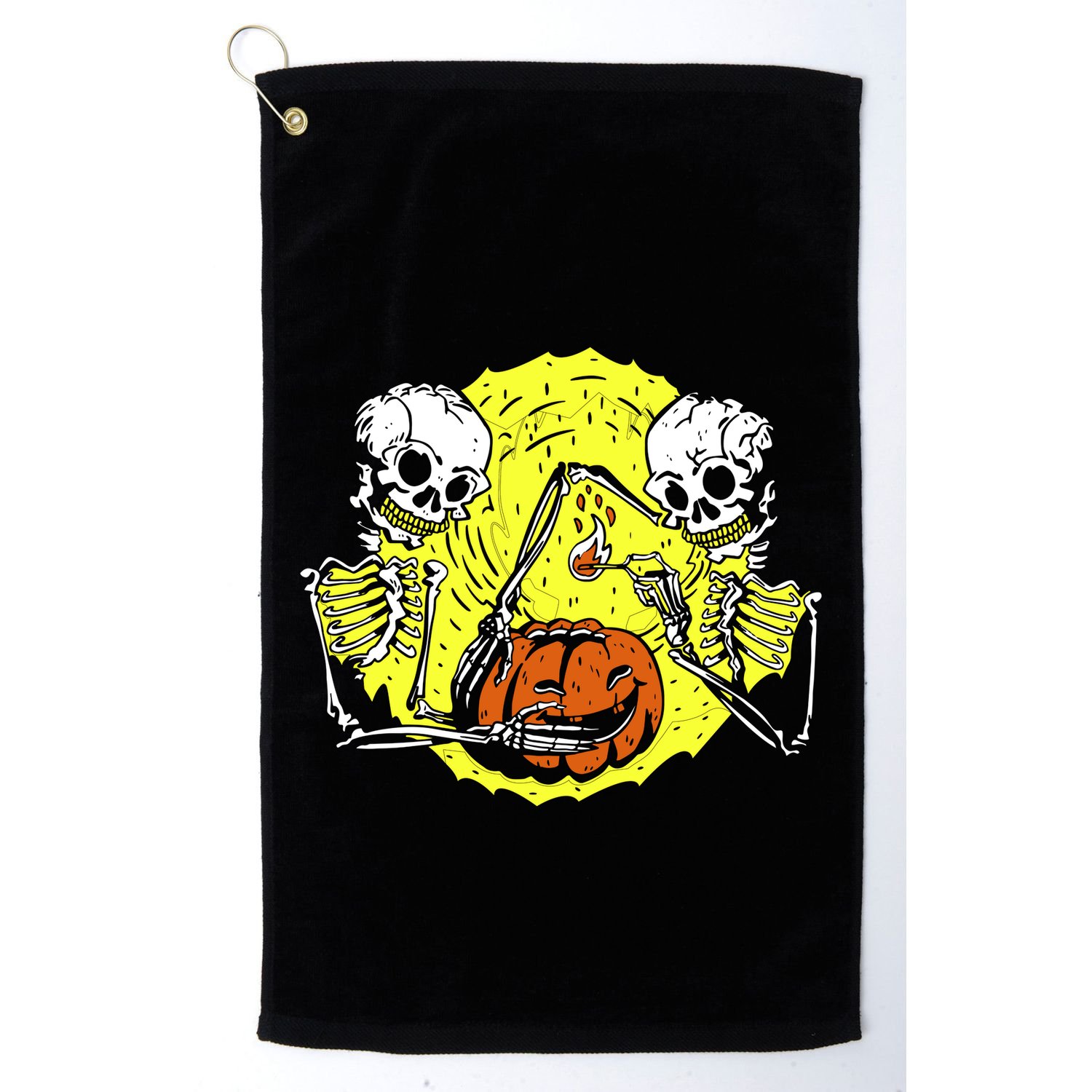 Skeletons Lighting Pumpkin Golf Towel