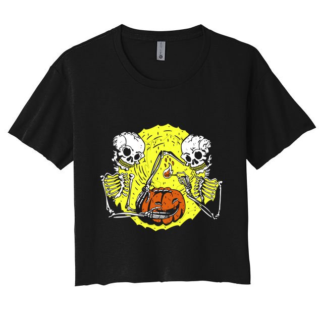 Skeletons Lighting Pumpkin Crop Top