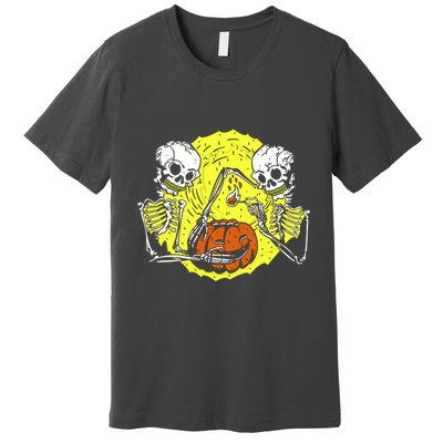 Skeletons Lighting Pumpkin Premium T-Shirt