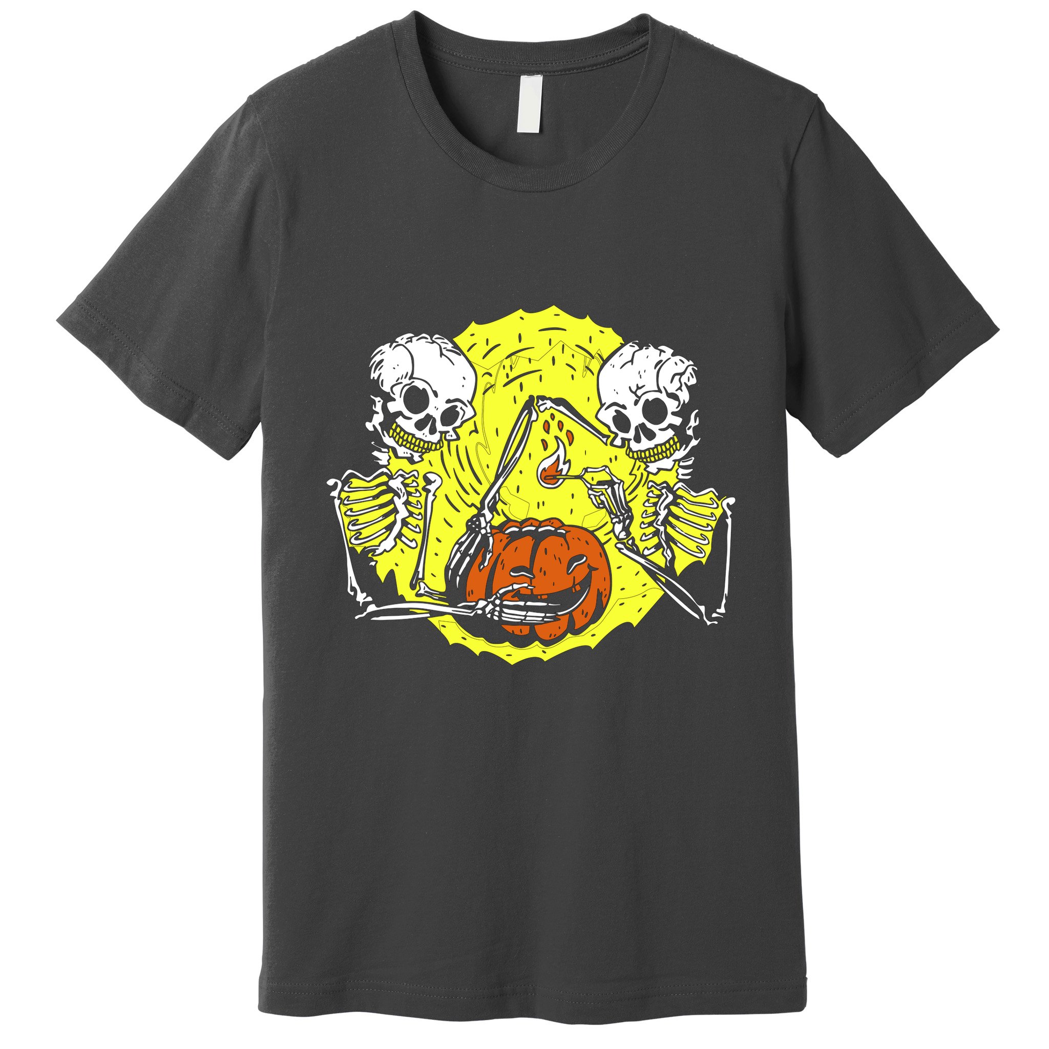 Skeletons Lighting Pumpkin Premium T-Shirt