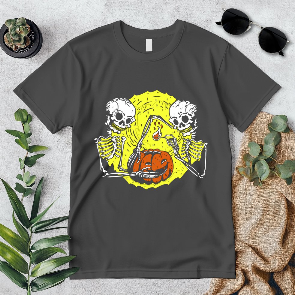 Skeletons Lighting Pumpkin Premium T-Shirt