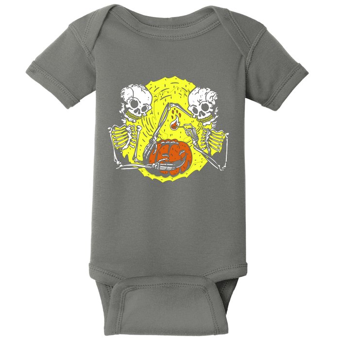 Skeletons Lighting Pumpkin Baby Bodysuit