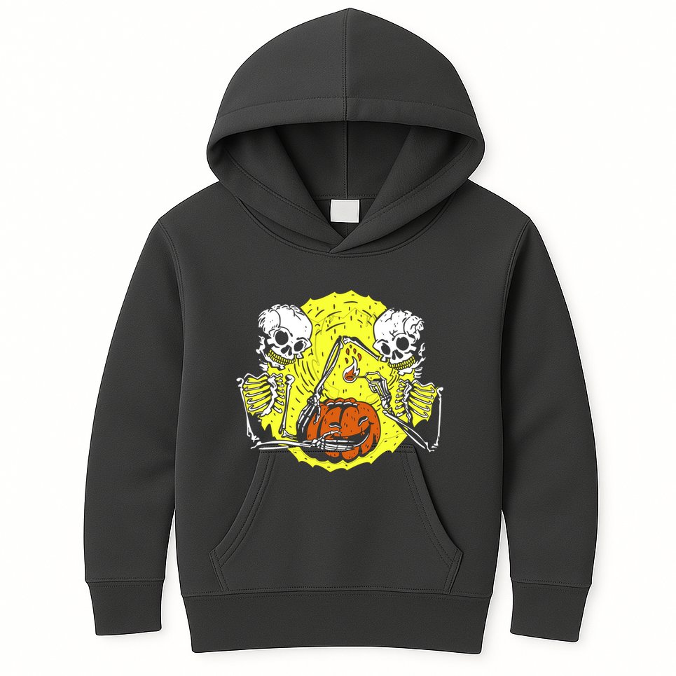 Skeletons Lighting Pumpkin Kids Hoodie