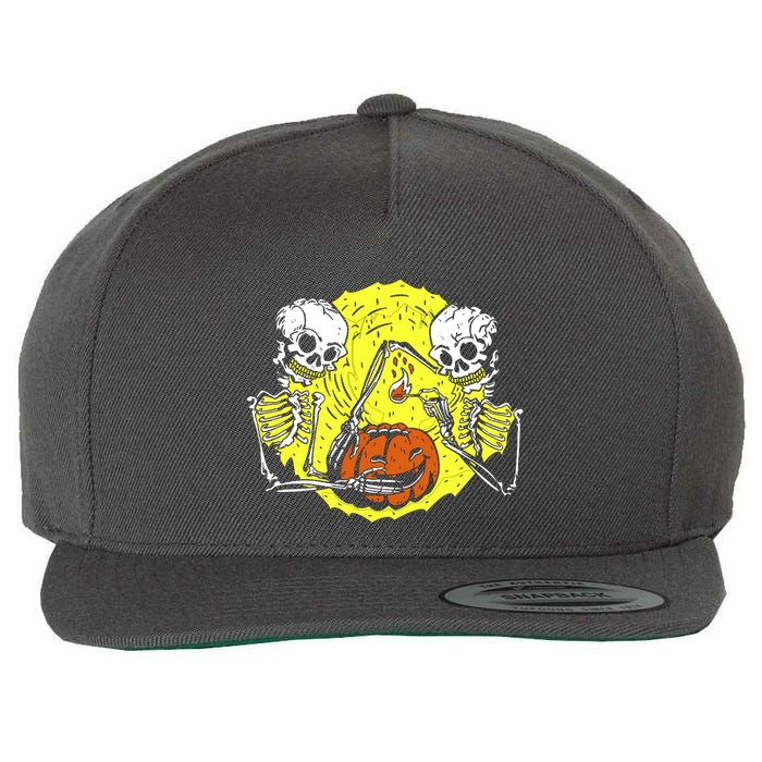 Skeletons Lighting Pumpkin Wool Snapback Cap
