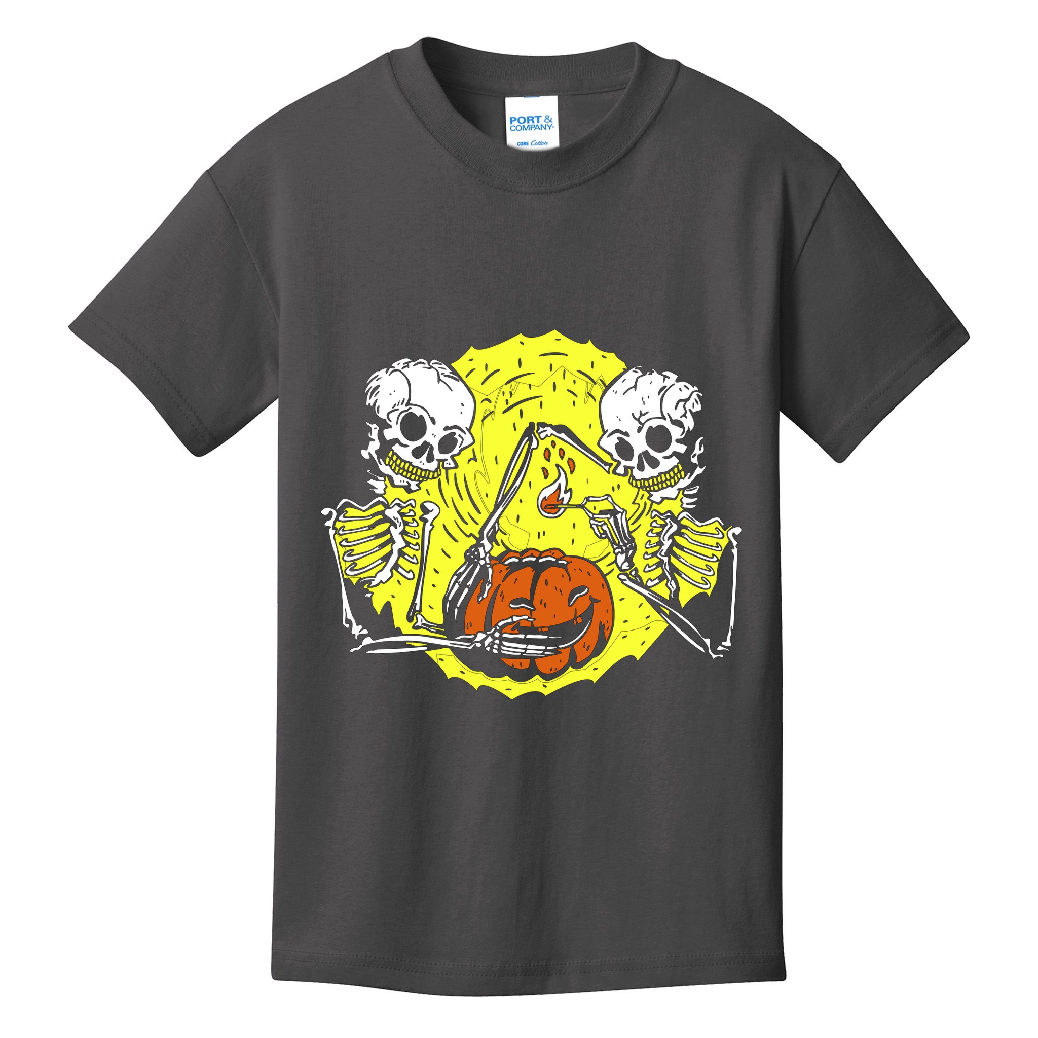 Skeletons Lighting Pumpkin Kids T-Shirt