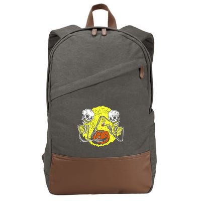 Skeletons Lighting Pumpkin Cotton Canvas Backpack