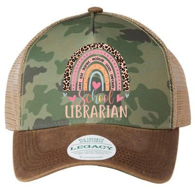 School Librarian Rainbow Leopard Print Funny Librarian Legacy Tie Dye Trucker Hat