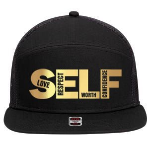 Self Love Respect Worth Confidence Motivational 7 Panel Mesh Trucker Snapback Hat