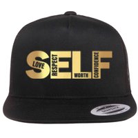 Self Love Respect Worth Confidence Motivational Flat Bill Trucker Hat