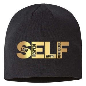 Self Love Respect Worth Confidence Motivational Sustainable Beanie