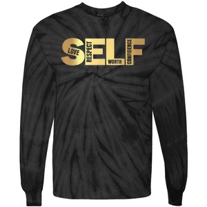 Self Love Respect Worth Confidence Motivational Tie-Dye Long Sleeve Shirt