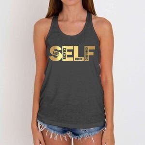 Self Love Respect Worth Confidence Motivational Women's Knotted Racerback Tank