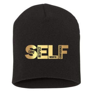 Self Love Respect Worth Confidence Motivational Short Acrylic Beanie