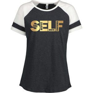 Self Love Respect Worth Confidence Motivational Enza Ladies Jersey Colorblock Tee