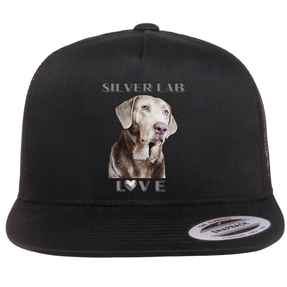 Silver Labrador Retriever Dog Flat Bill Trucker Hat