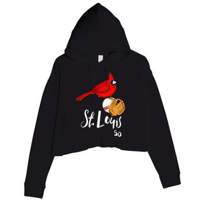 Saint Louis Red Cardinal Number 50 Baseball Art Crop Fleece Hoodie