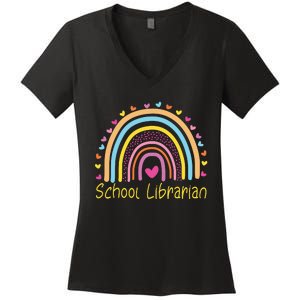 School Librarian Rainbow Women's V-Neck T-Shirt