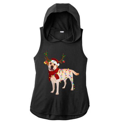 Santa Labrador Retriever Reindeer Light Christmas T Ladies PosiCharge Tri-Blend Wicking Draft Hoodie Tank