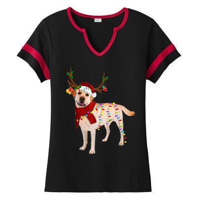 Santa Labrador Retriever Reindeer Light Christmas T Ladies Halftime Notch Neck Tee