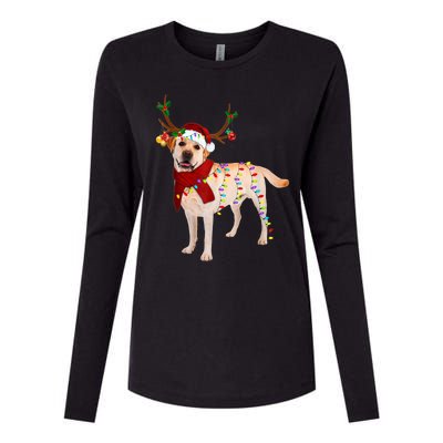 Santa Labrador Retriever Reindeer Light Christmas T Womens Cotton Relaxed Long Sleeve T-Shirt