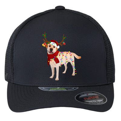 Santa Labrador Retriever Reindeer Light Christmas T Flexfit Unipanel Trucker Cap