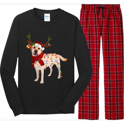 Santa Labrador Retriever Reindeer Light Christmas T Long Sleeve Pajama Set