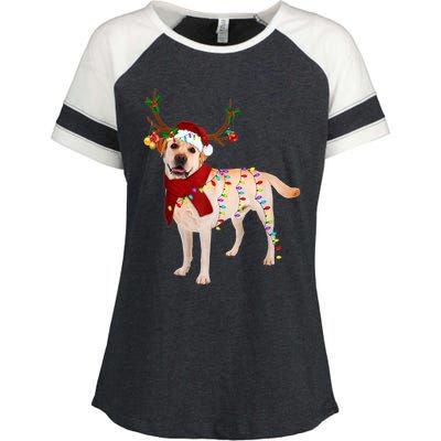 Santa Labrador Retriever Reindeer Light Christmas T Enza Ladies Jersey Colorblock Tee