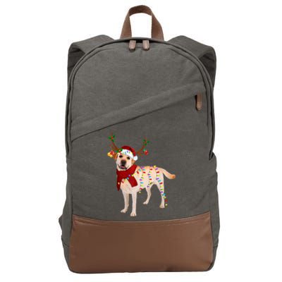 Santa Labrador Retriever Reindeer Light Christmas T Cotton Canvas Backpack