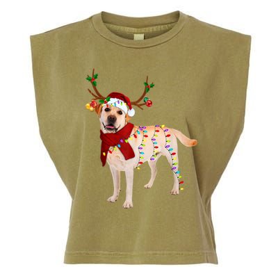 Santa Labrador Retriever Reindeer Light Christmas T Garment-Dyed Women's Muscle Tee