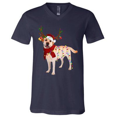 Santa Labrador Retriever Reindeer Light Christmas T V-Neck T-Shirt