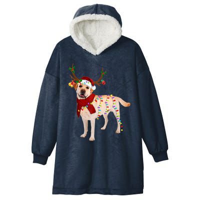 Santa Labrador Retriever Reindeer Light Christmas T Hooded Wearable Blanket