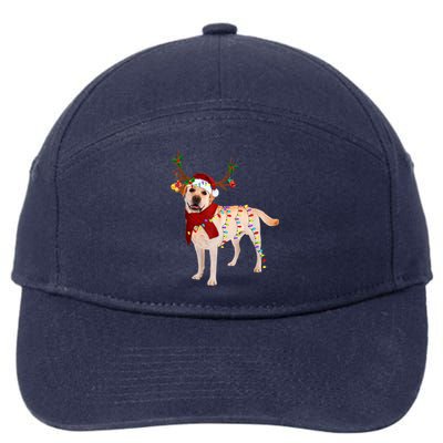 Santa Labrador Retriever Reindeer Light Christmas T 7-Panel Snapback Hat