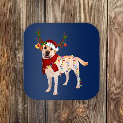 Santa Labrador Retriever Reindeer Light Christmas T Coaster