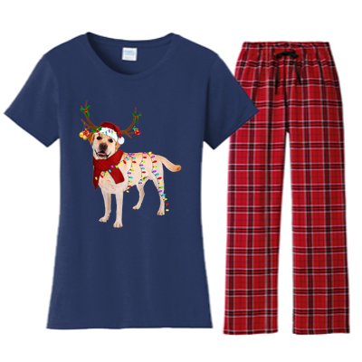 Santa Labrador Retriever Reindeer Light Christmas T Women's Flannel Pajama Set